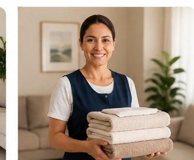 Profissional de serviços domésticos em residência