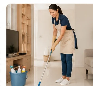 Profissional realizando limpeza doméstica